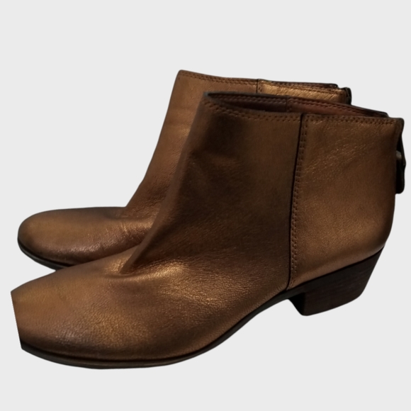 Lucky Brand Bronze Metallic Leather Ankle Boots/Booties Size 8 - Picture 11 of 13